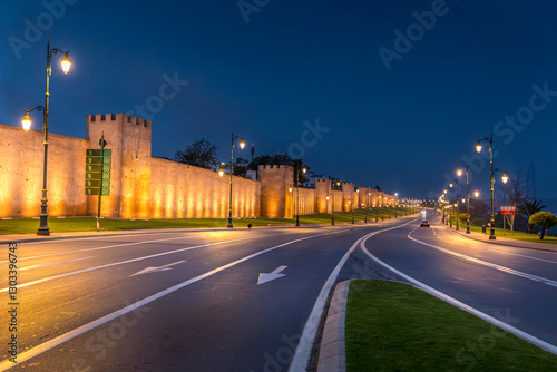 Rabat, Morocco - March 23, 2024: Wall of the city of Rabat in Morocco