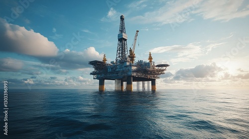 large offshore drilling rig in the ocean extracting petroleum and natural gas for the energy industry showcasing marine technology oil exploration and fuel production