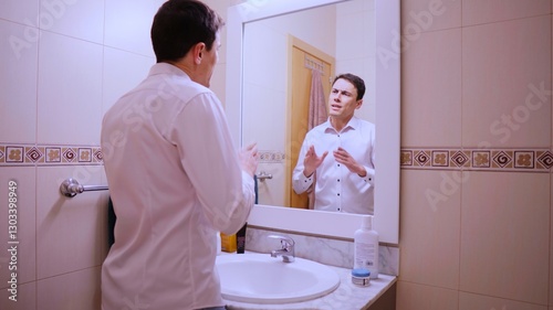 Businessman rehearsing speech, preparation and public speaking practice