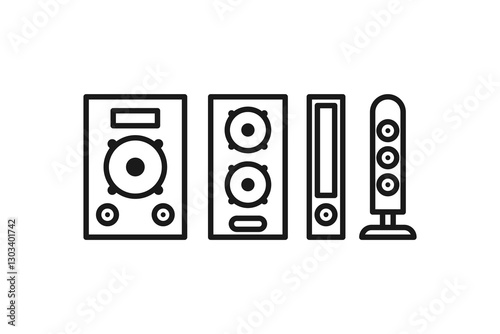 sound system icon line design set