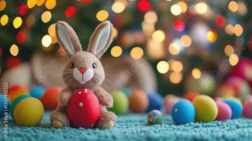 Wallpaper Mural Charming Easter Bunny with Colorful Eggs Delight.  Festive Celebration Joy Torontodigital.ca