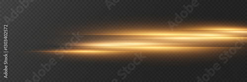 Horizontal light flares, line light effect, laser neon beam. On a transparent background.