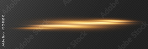 Horizontal light flares, line light effect, laser neon beam. On a transparent background.