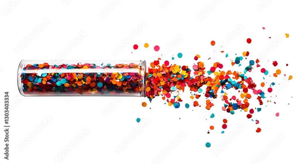 Naklejka premium Colorful confetti exploding from a glass capsule.