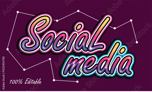 Social Media text effect premium vector