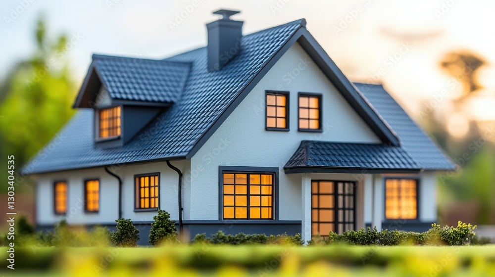 Suburban House Miniature Model Exterior Day Home Residence Building Facade Design Property Suburban House Miniature Model Exterior Day Home Residence Building Facade Design Property
