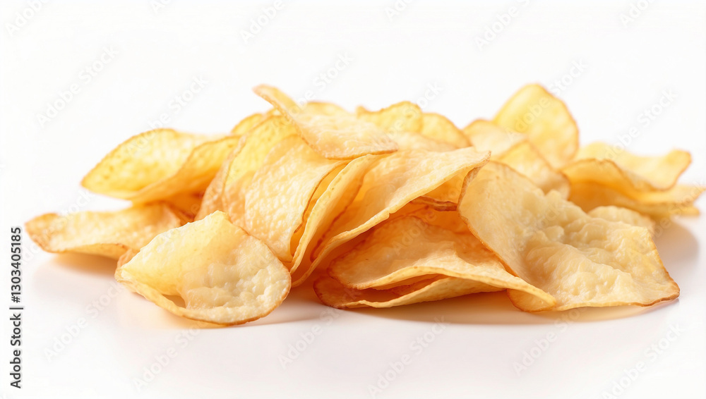 A Crunchy Potato Chip Isolated on White for Snacking A Crunchy Potato Chip Isolated on White for Snacking