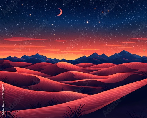 Desert Mountains Night Sky