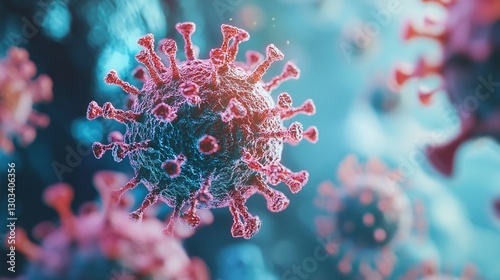 close examination of viral infection and immune antibodies under a microscope displaying microbiology pathogen analysis and medical science research for disease control