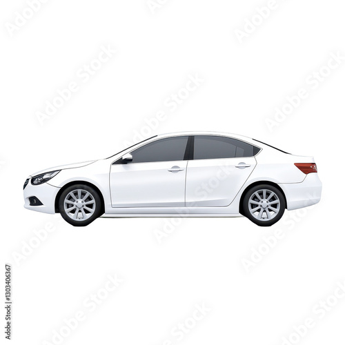 Sleek white sedan parked against a clean, minimal background, showcasing modern design. transparent background