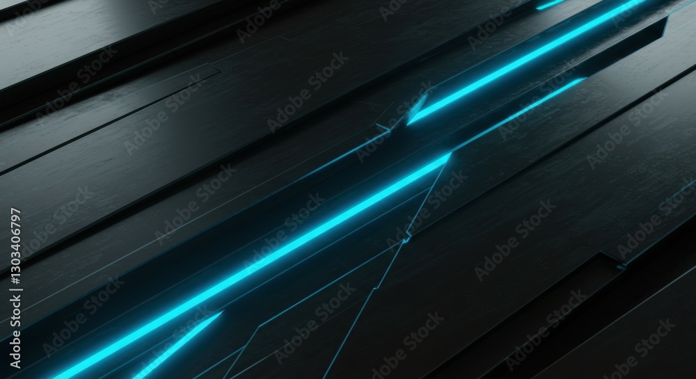 Neon blue lines, geometric patterns, dark background, glowing energy, futuristic design, abstract composition, sci-fi aesthetic, sleek surface, dynamic angles, minimalist art, digital landscape, cyber Neon blue lines, geometric patterns, dark background, glowing energy, futuristic design, abstract composition, sci-fi aesthetic, sleek surface, dynamic angles, minimalist art, digital landscape, cyber
