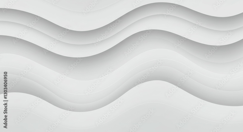 Obraz premium Abstract waves, white plaster texture, minimalist relief sculpture, undulating curves, 3D wall panel, monochromatic design, organic forms, smooth ripples, architectural detail, seamless pattern, light