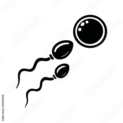 ovum and spermatozoidi vector black icon