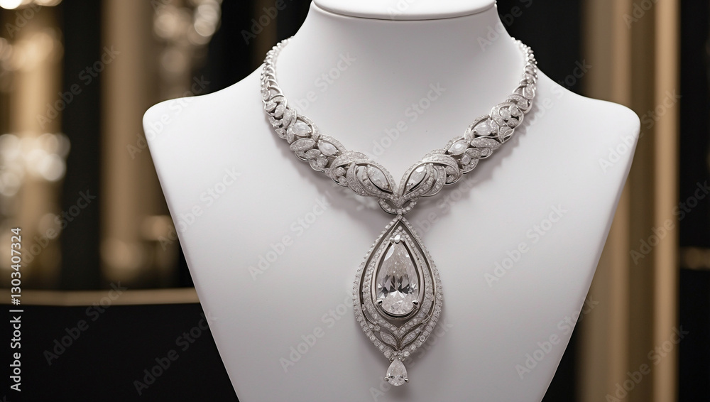 An Exquisite Diamond Necklace with a Teardrop Pendant for Glamorous Occasions An Exquisite Diamond Necklace with a Teardrop Pendant for Glamorous Occasions