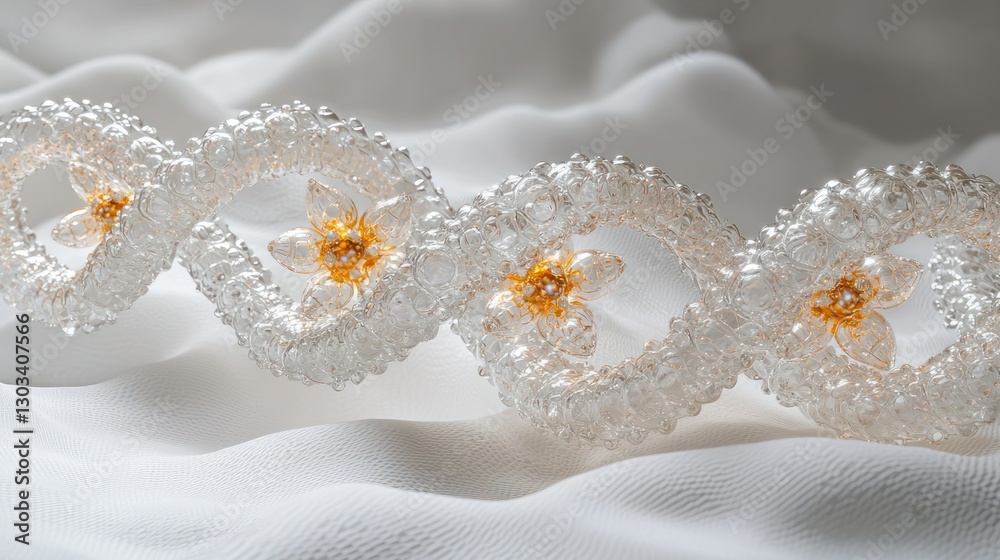 Delicate beaded headband on flowing fabric Delicate beaded headband on flowing fabric