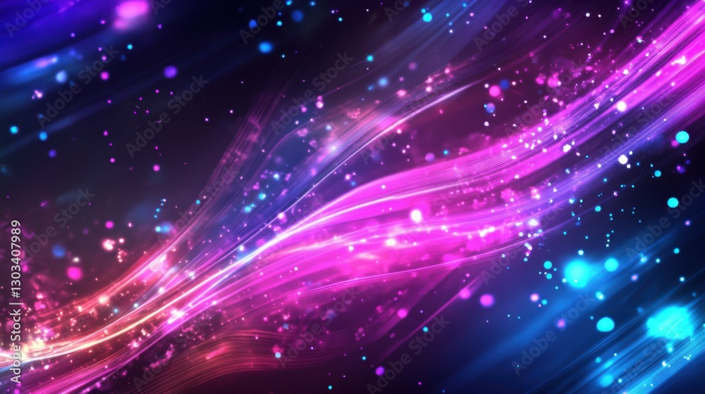Abstract background with colorful, glowing waves and lines on a dark purple, blue, and pink gradient color background Abstract background with colorful, glowing waves and lines on a dark purple, blue, and pink gradient color background