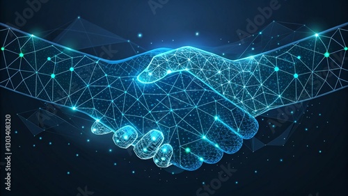 Futuristic Digital Handshake – Symbol of Technology & Collaboration