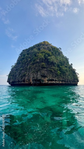 Beautiful island surrounded by emerald green water