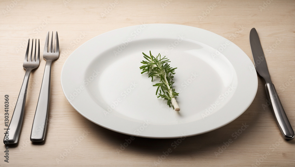 A Simple Image of an Empty Plate with Fork and Knife Ready for Dining A Simple Image of an Empty Plate with Fork and Knife Ready for Dining
