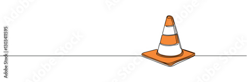 continuous line vector illustration design traffic cone.