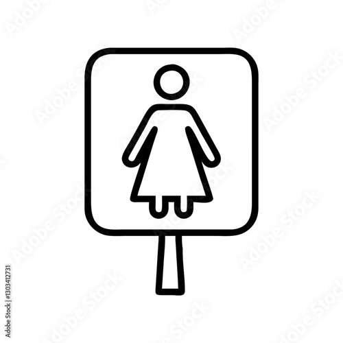 Female figure representing the women's restroom or space for women in public and private areas.