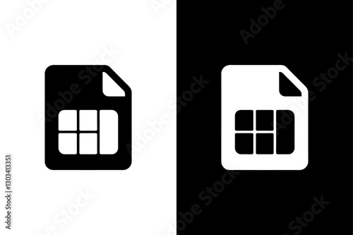 Smart SIM Card Icon Black and White Silhouette Vector for Telecom & Communication.