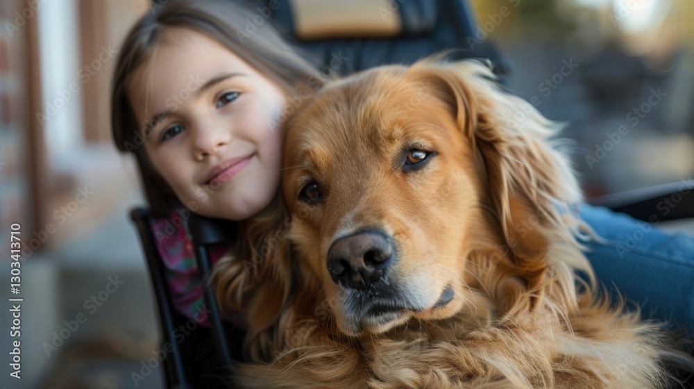 Girl and Golden Retriever: A Portrait of Unconditional Love Girl and Golden Retriever: A Portrait of Unconditional Love