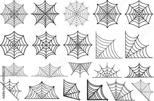 Spider web icons set. Spider web vector collection isolated on transparent background.