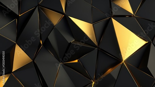 abstract background with elegant golden and silver metal ribbon shapes, shiny metallic surface