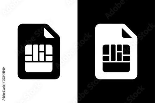 Black and White SIM Card Silhouette Perfect for Mobile & Telecom Designs