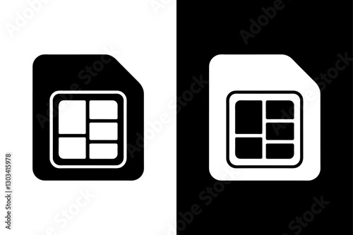 Black and White SIM Card Silhouette Perfect for Mobile & Telecom Designs