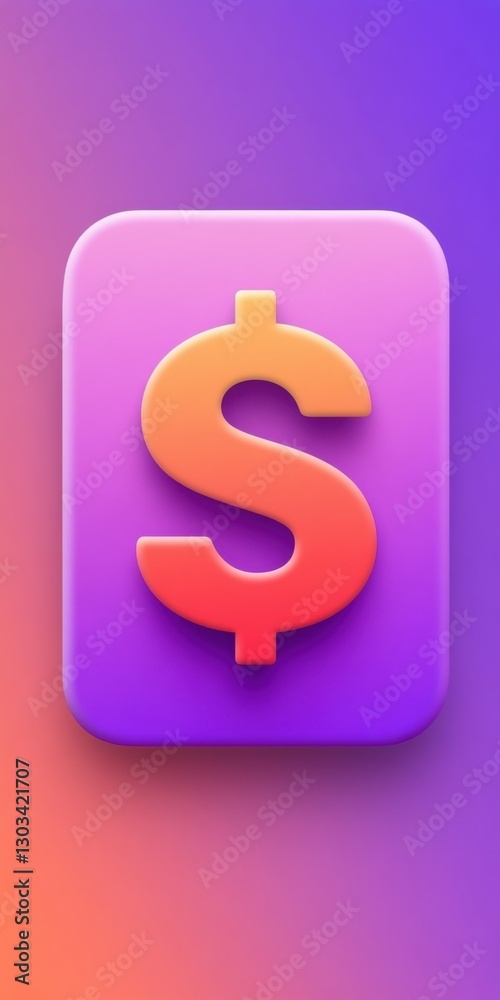 Obraz premium A sleek, modern green app icon with a 3D dollar sign. The glossy, rounded square design symbolizes finance, budgeting, and savings, ideal for financial applications.