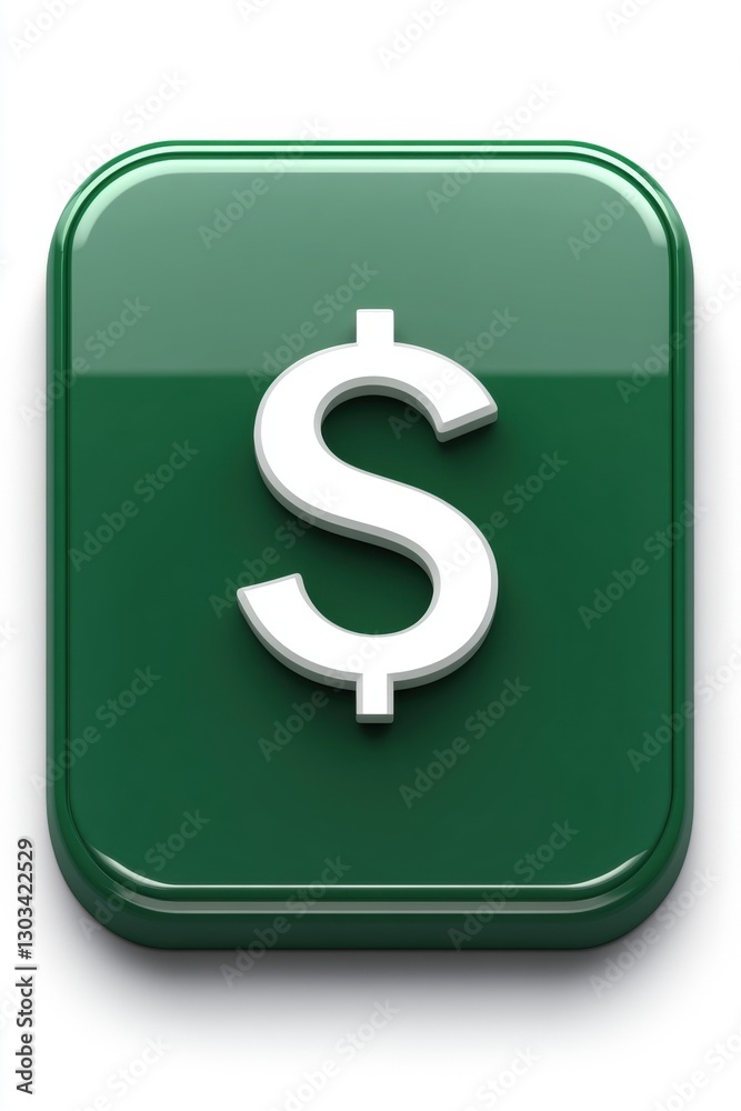 A sleek, modern green app icon with a 3D dollar sign. The glossy, rounded square design symbolizes finance, budgeting, and savings, ideal for financial applications. A sleek, modern green app icon with a 3D dollar sign. The glossy, rounded square design symbolizes finance, budgeting, and savings, ideal for financial applications.