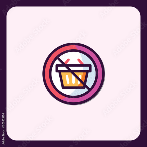 Prohibited shopping icon for store restrictions or transaction ban design