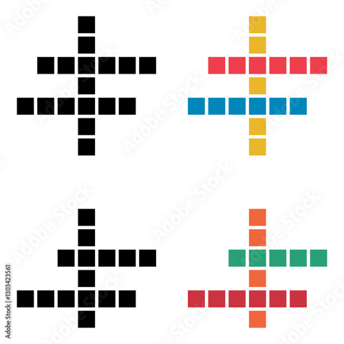 Set of Crossword concept icon, cross word graphic, web flat vector illustration .