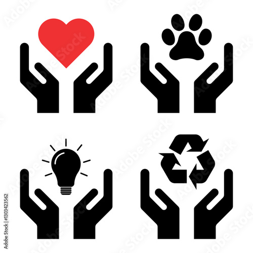 Set of Hope icon, human hand with empty symbol, help graphic design, vector illustration .