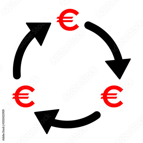 Euro money change icon, trade cash information web symbol, convert sign vector illustration .