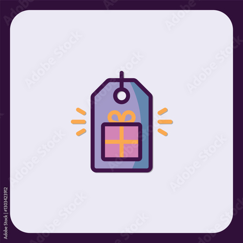 Charming gift tag icon radiating celebration and festive season joy