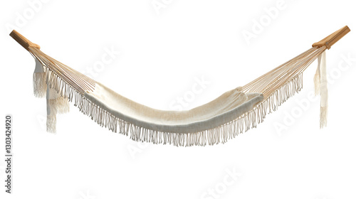 White hammock with fringe isolated on black background