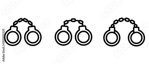 handcuff outline or line icon design bundle.