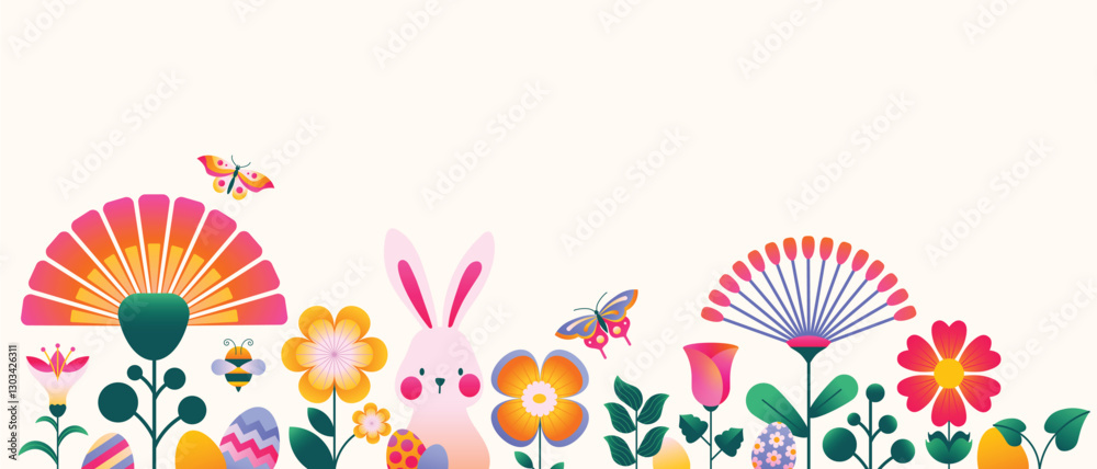 Obraz premium Easter Vector Banner Flowers