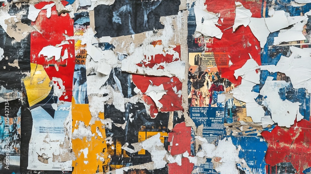 Fototapeta premium A collage of torn street posters makes a great background. Use it for digital or printed designs. 
