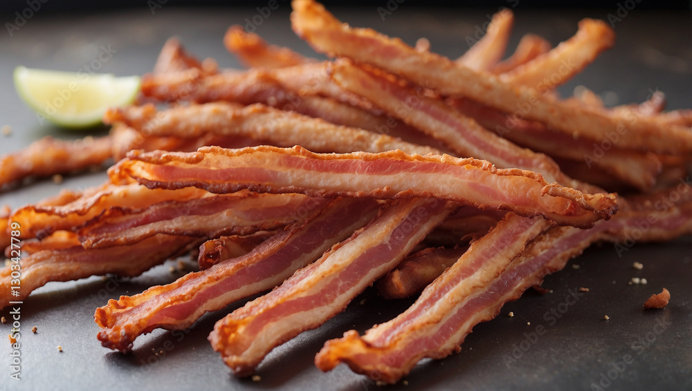 A Delicious Image of Fried Bacon Perfect for Breakfast Lovers A Delicious Image of Fried Bacon Perfect for Breakfast Lovers