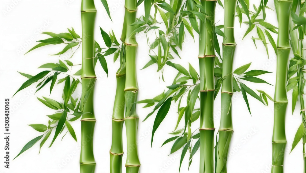 A Serene Image of Green Bamboo Stalks with Leaves, Representing Peace and Natural Beauty A Serene Image of Green Bamboo Stalks with Leaves, Representing Peace and Natural Beauty