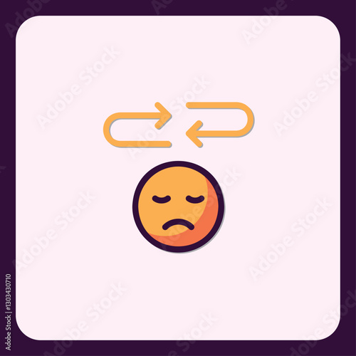 Cyclical Mood Swings Icon Depicting Sadness with Reversible Arrows Design