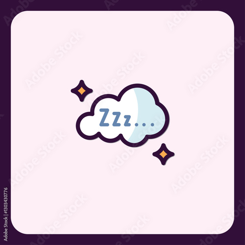 Stylized Sleepy Cloud Icon Representing Rest and Relaxation Concepts