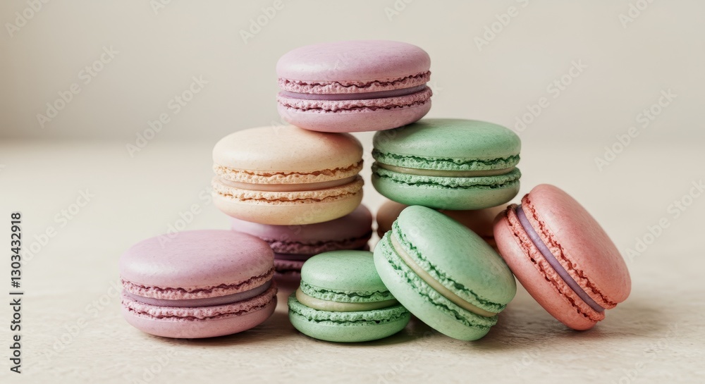 Pastel Macarons Stacked Delight - A delightful stack of pastel-colored macarons, perfect for a sweet treat or elegant dessert Pastel Macarons Stacked Delight - A delightful stack of pastel-colored macarons, perfect for a sweet treat or elegant dessert