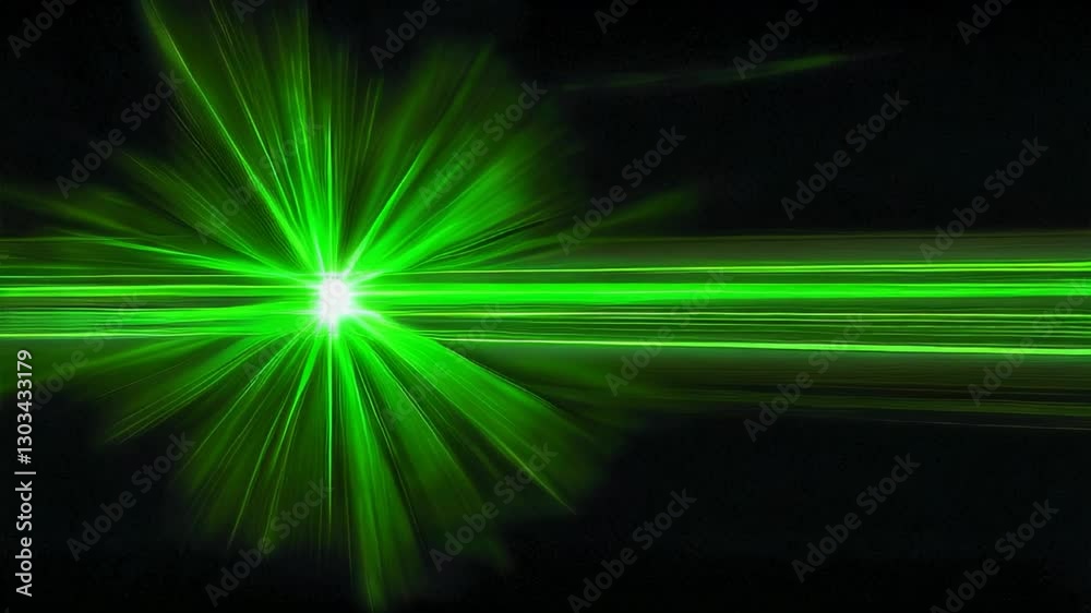 The effect of green plasma glow. Energetic green charge, lightning with static electricity on a black background.