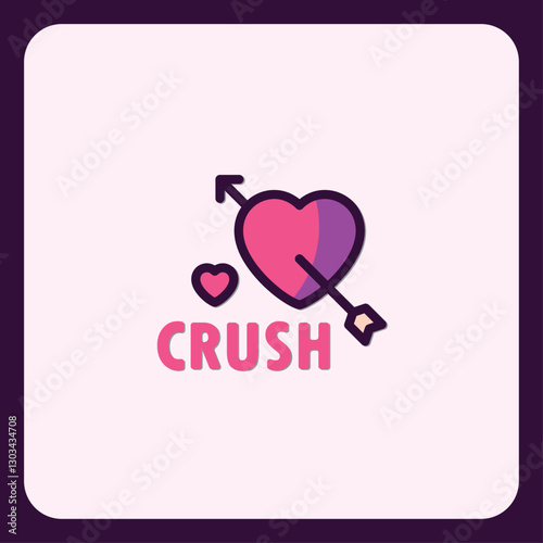 Heart pierced by arrow conveys the concept of having a crush feeling