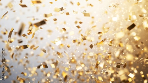 Shiny gold confetti bursts across a clear background.  Simple design.
